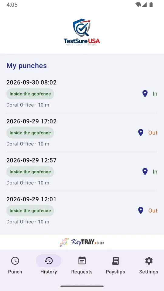 KeyTray Clock app screens