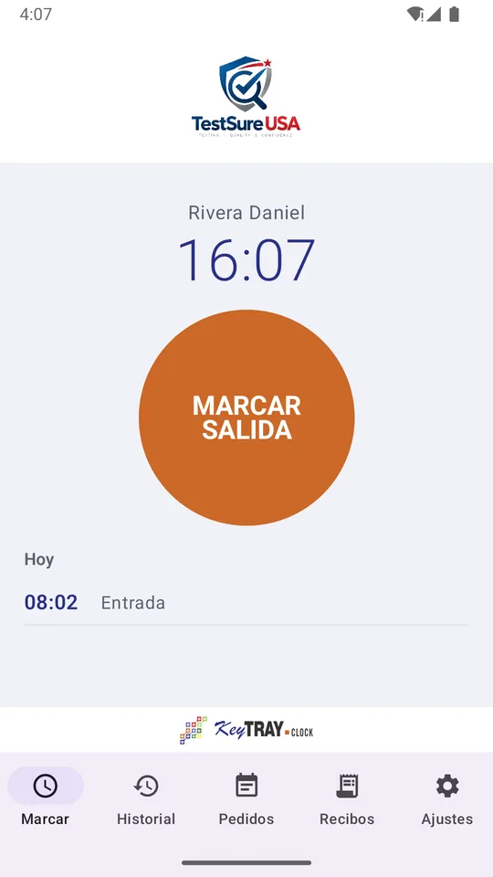 Pantallas de la app KeyTray Clock