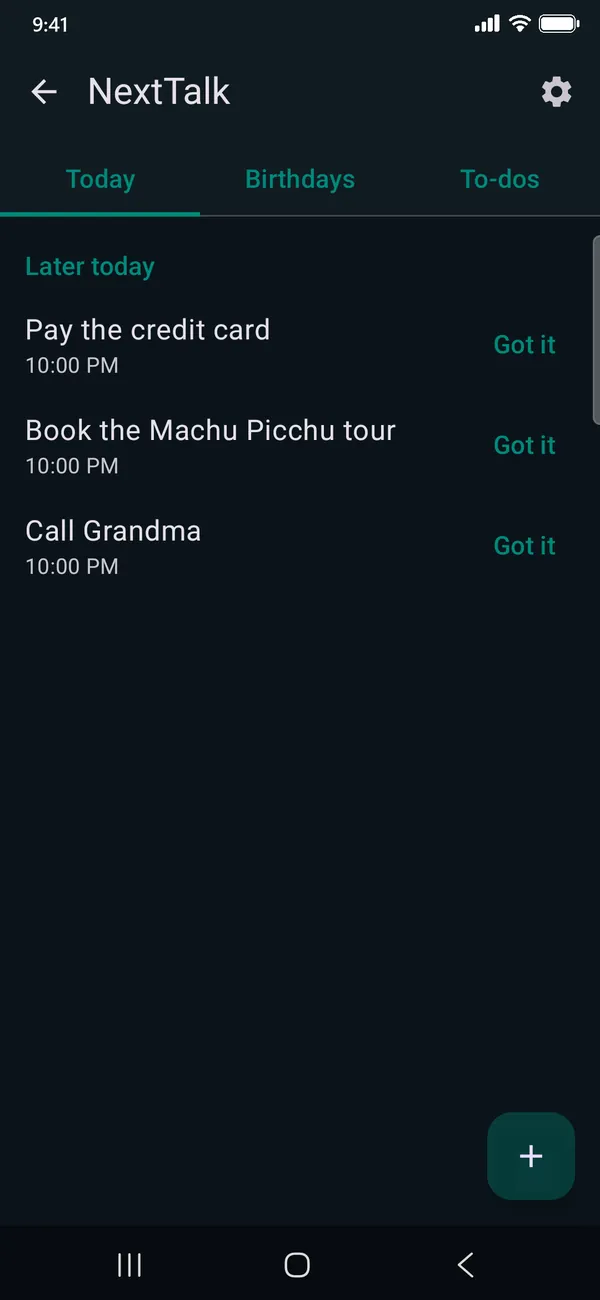 NextTalk app screens