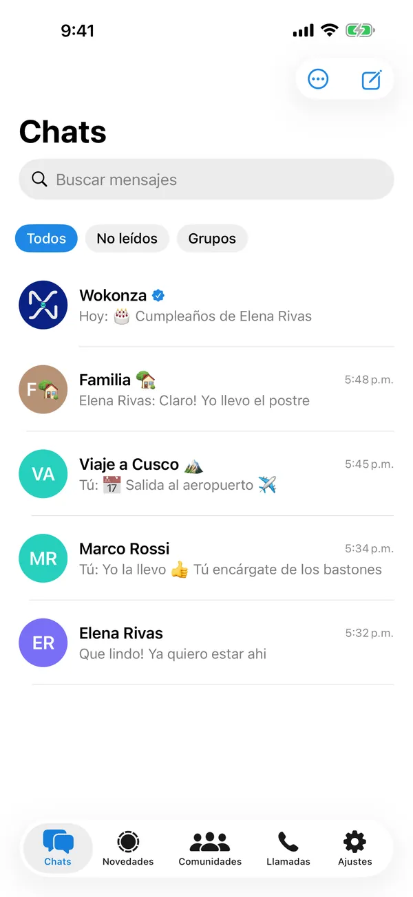 Pantallas de la app Wokonza